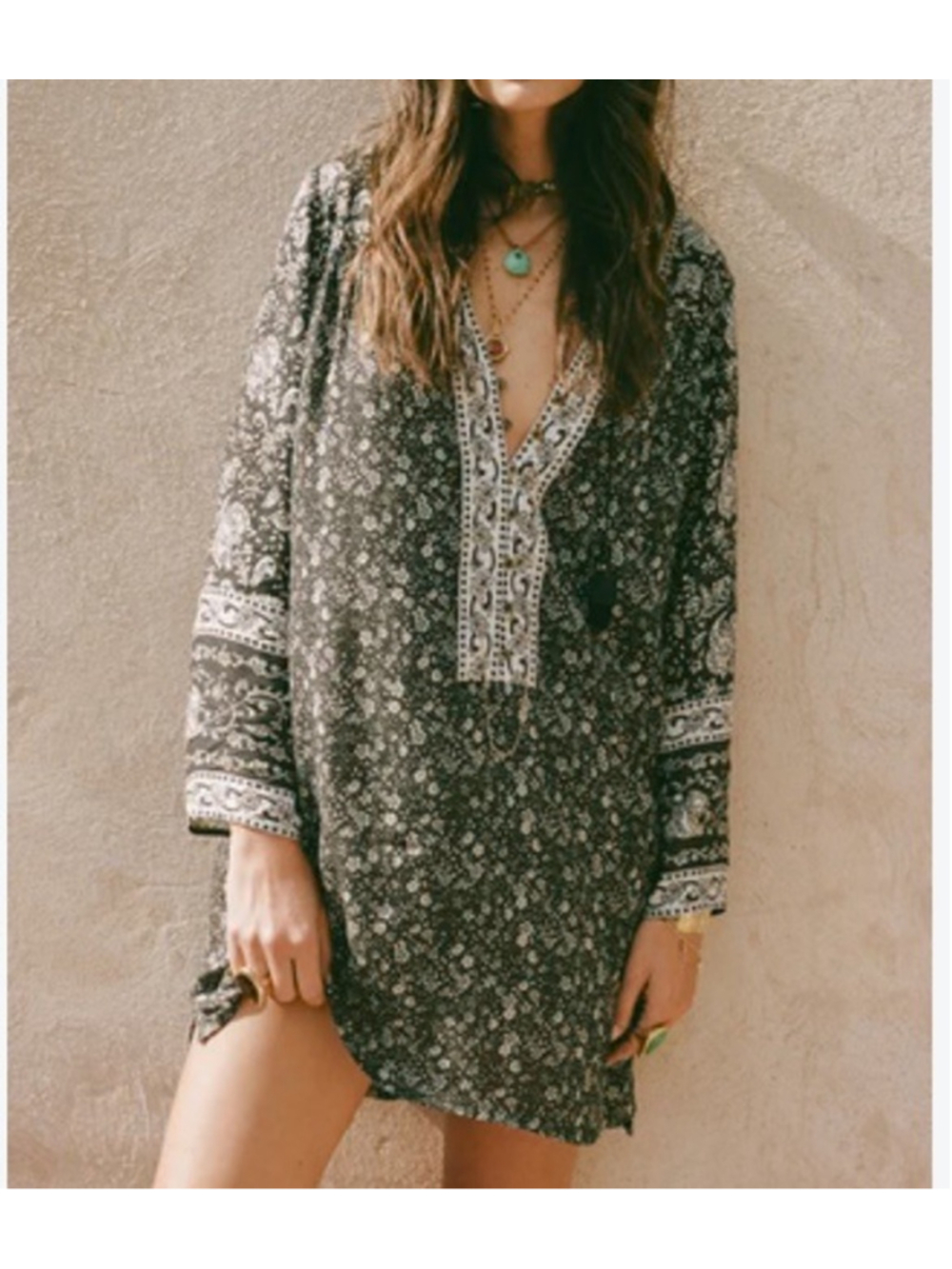 Spell Little Bird Tunic Dress Flowy Boho Midnight Sz XL
